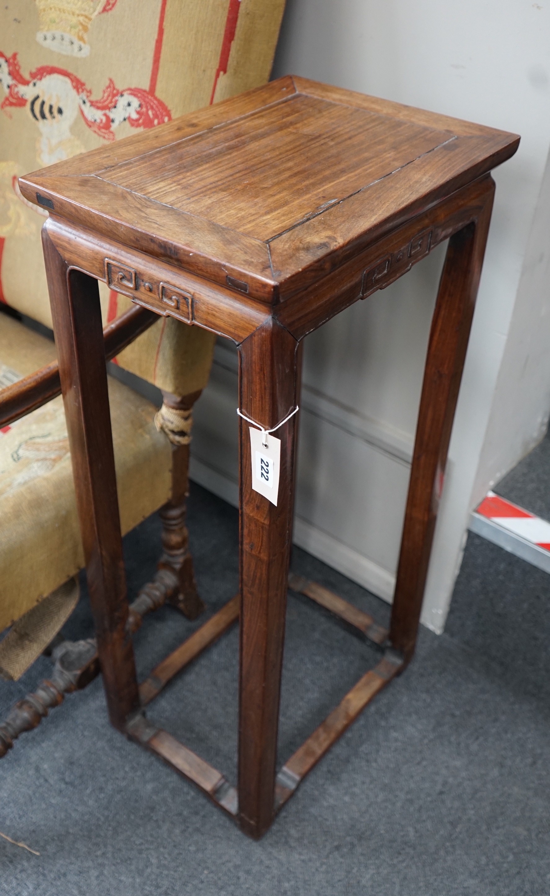 A late 18th /early 19th century Chinese rectangular huali incense stand, width 41cm, depth 30cm, height 87cm *Please note the sale commences at 9am.